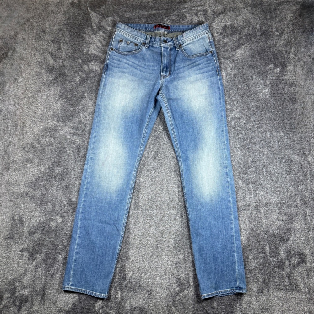 Robert Graham Mens Straight Leg Jeans Medium Wash Blue Paisley Lining Size 30